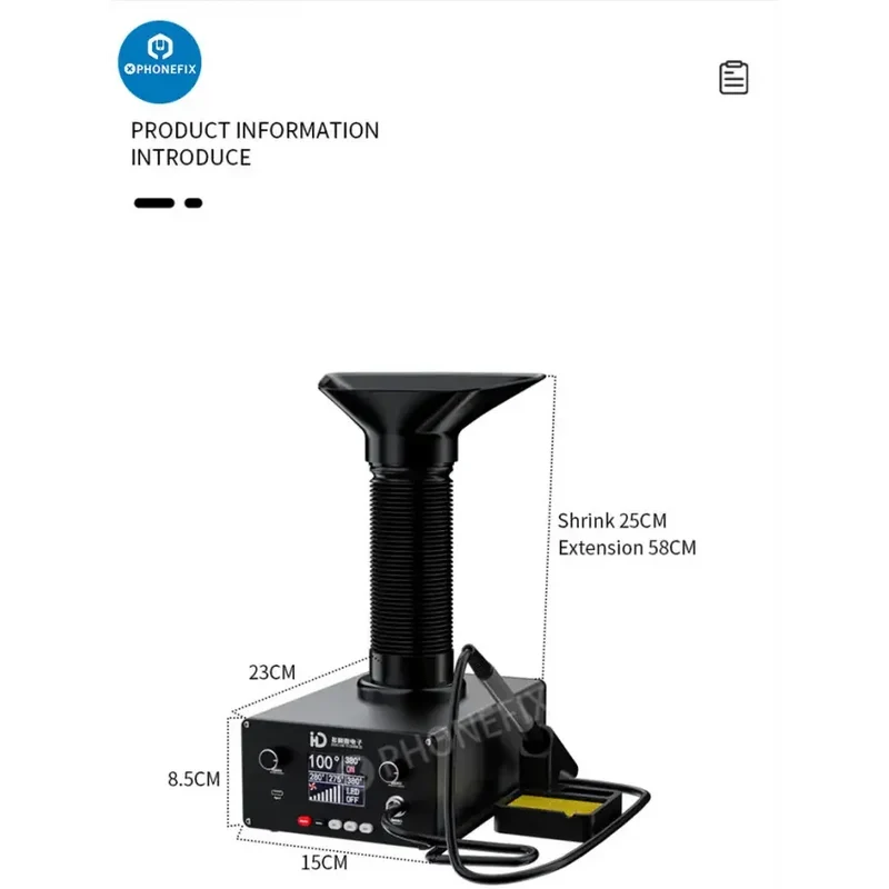 Fer à souder TBK D201 avec extracteur de fumées pour réparation de soudure