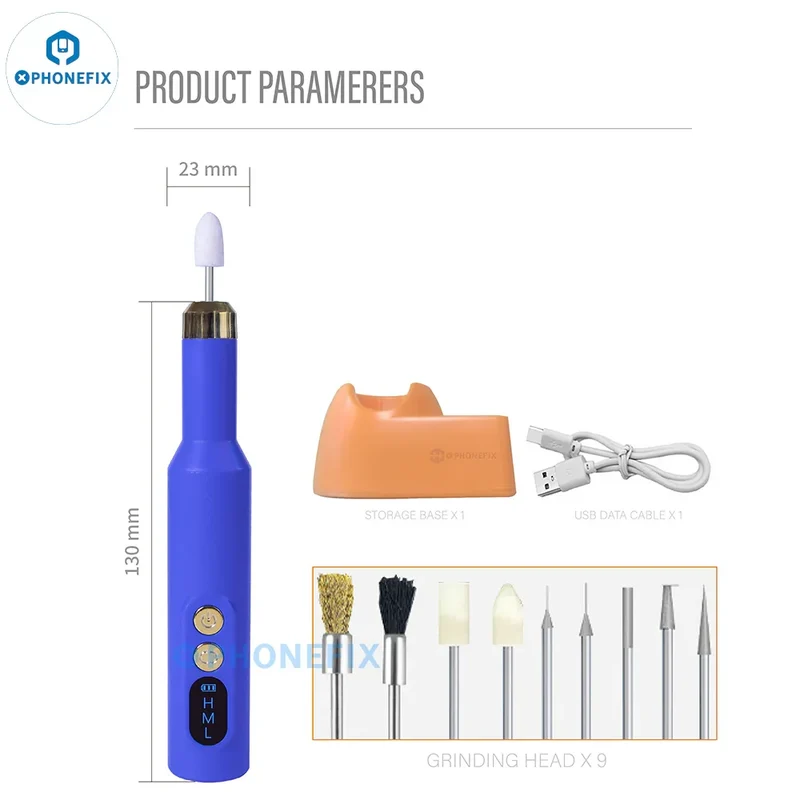 Stylo de meulage de charge sans fil PHONEFIX HW-013, outil de polissage de circuits intégrés