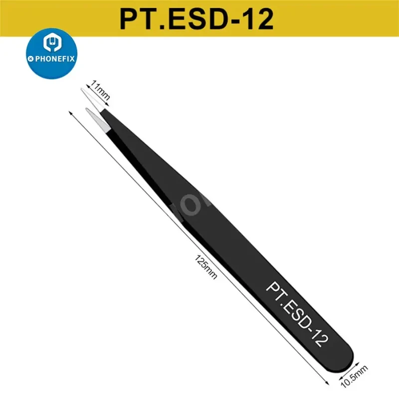 Pince à épiler droite courbée en acier inoxydable antistatique pour outil de réparation de téléphone