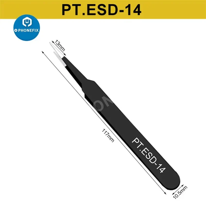 Pince à épiler droite courbée en acier inoxydable antistatique pour outil de réparation de téléphone