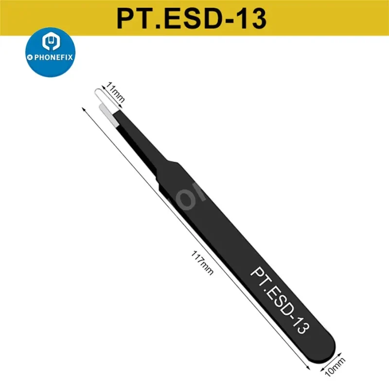 Pince à épiler droite courbée en acier inoxydable antistatique pour outil de réparation de téléphone