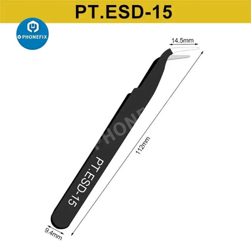 Pince à épiler droite courbée en acier inoxydable antistatique pour outil de réparation de téléphone