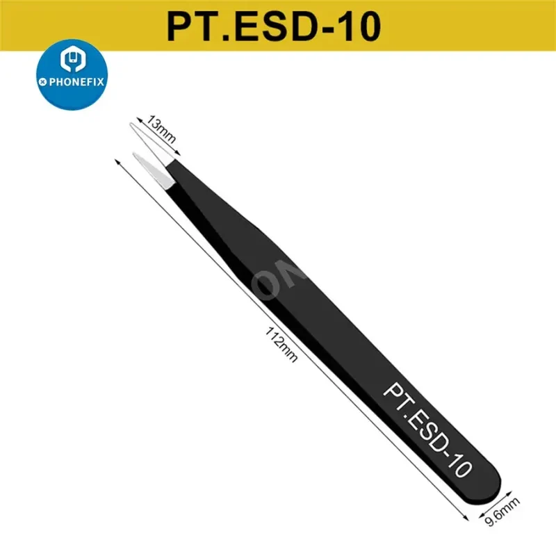 Pince à épiler droite courbée en acier inoxydable antistatique pour outil de réparation de téléphone