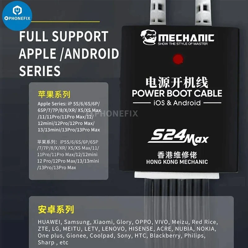 Câble d'alimentation de démarrage Mechanic S24 Max pour iPhone et Android