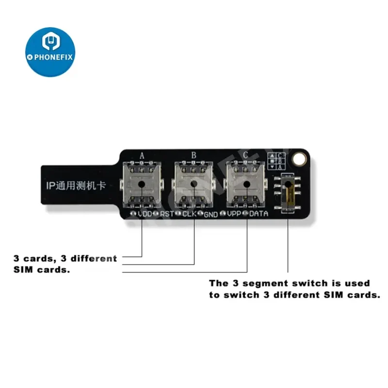 Carte de test IP universelle 3 en 1 pour iPhone Android et SIM