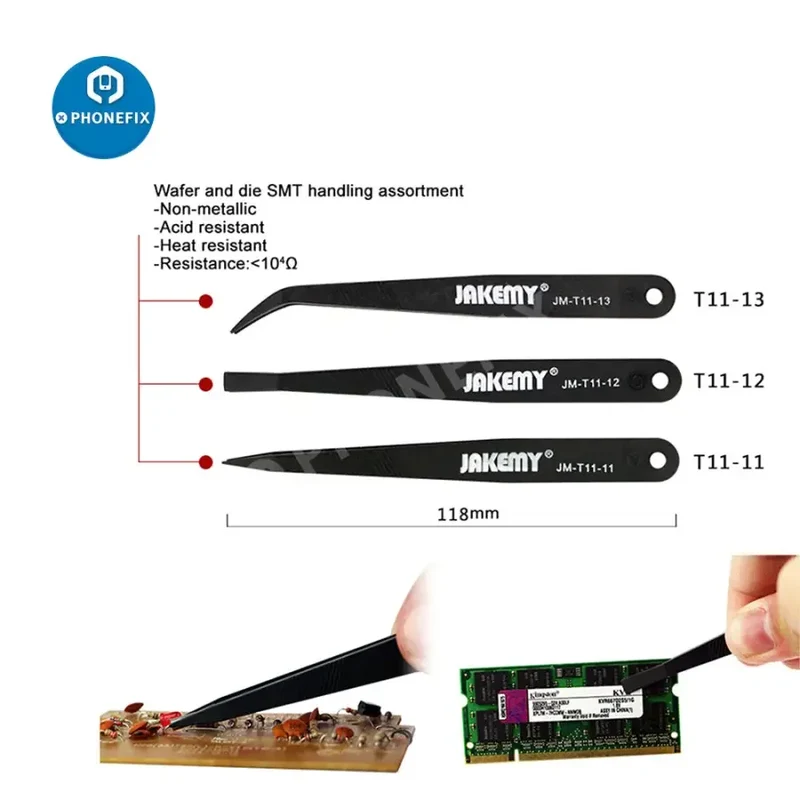 Kit de réparation de pinces antistatiques 11 en 3 JM-T1 pour téléphone et tablette