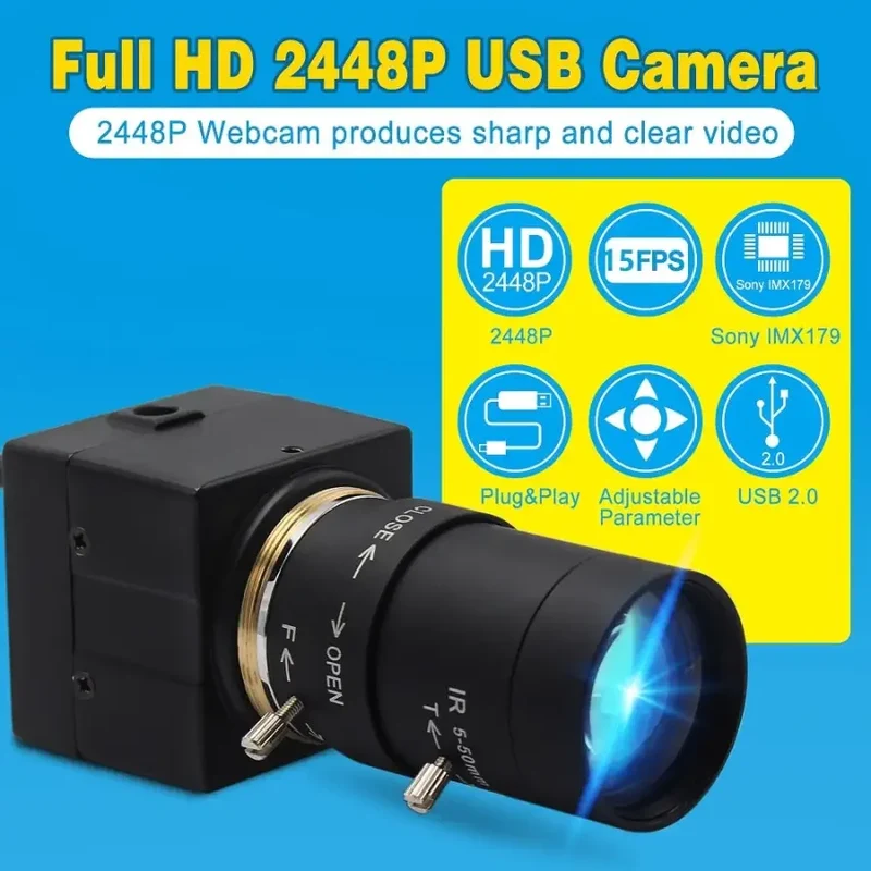 Caméra vidéo industrielle USB haute résolution 8MP CCTV