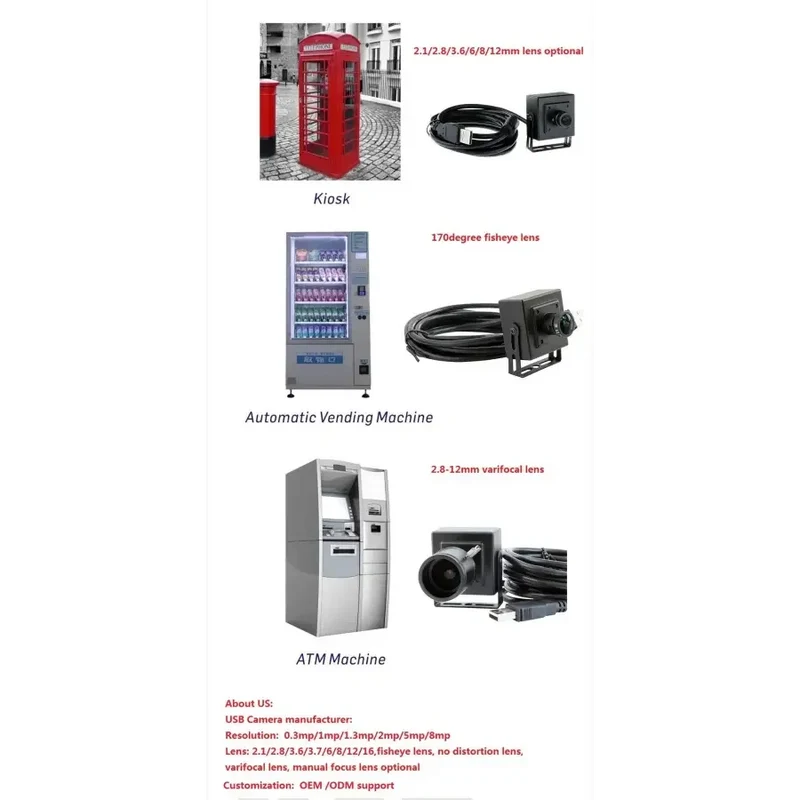 Webcam USB CCTV 5-50 mm Objectif varifocal SONY HD 8MP Caméra USB