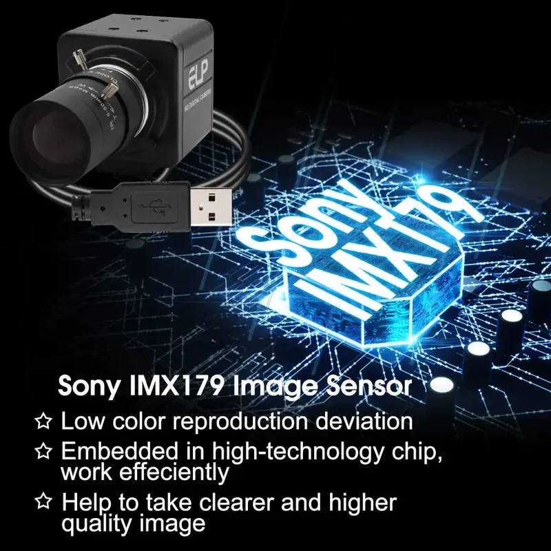 Webcam USB CCTV 5-50 mm Objectif varifocal SONY HD 8MP Caméra USB