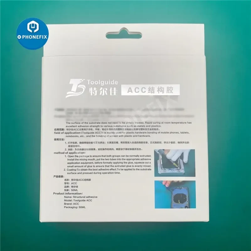 Seringue distributrice de colle structurelle ACC 50 ml pour adhésif pour cadre étroit d'écran
