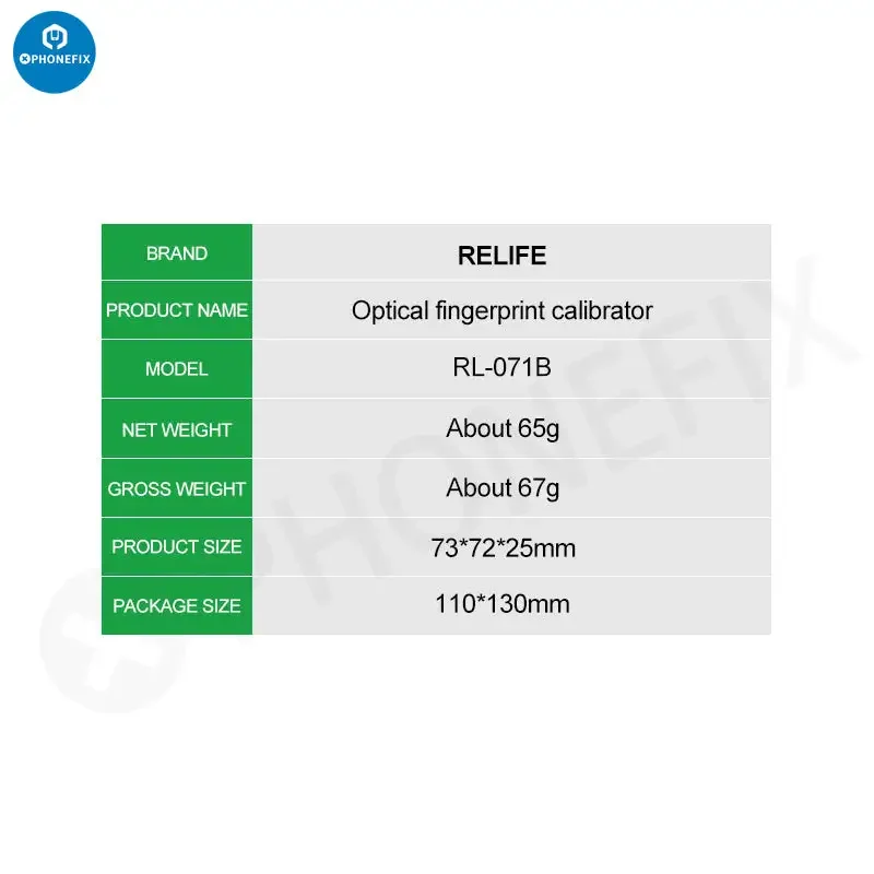 Calibrateur d'empreintes digitales optique RL-071B pour HUAWEI MI OPPO VIVO