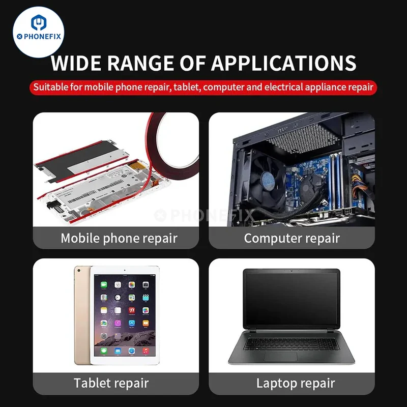 Ruban adhésif double face résistant à la chaleur 10 m pour la réparation de l'écran LCD du téléphone