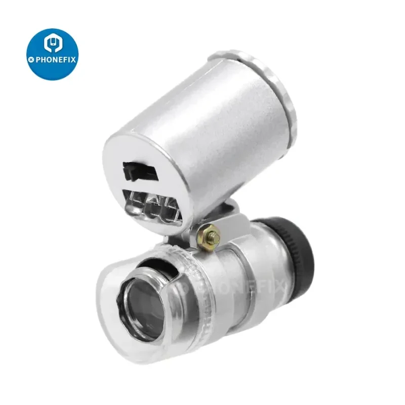 Loupe de microscope portable multifonction 60X avec lumière LED et UV