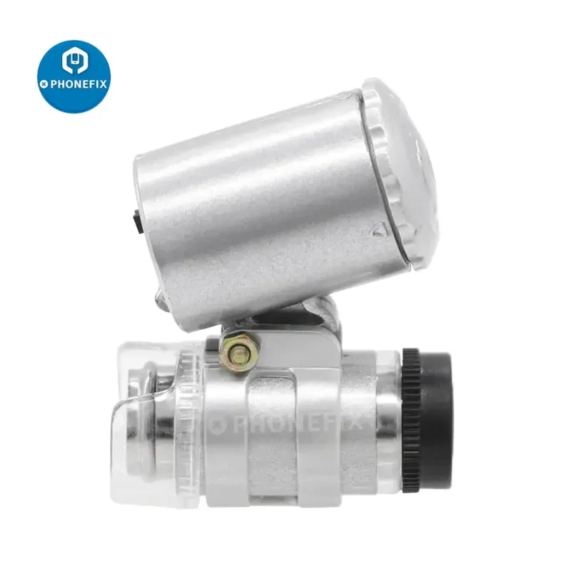Loupe de microscope portable multifonction 60X avec lumière LED et UV