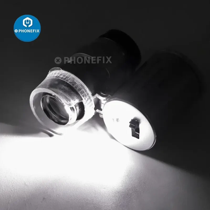 Loupe de microscope portable multifonction 60X avec lumière LED et UV
