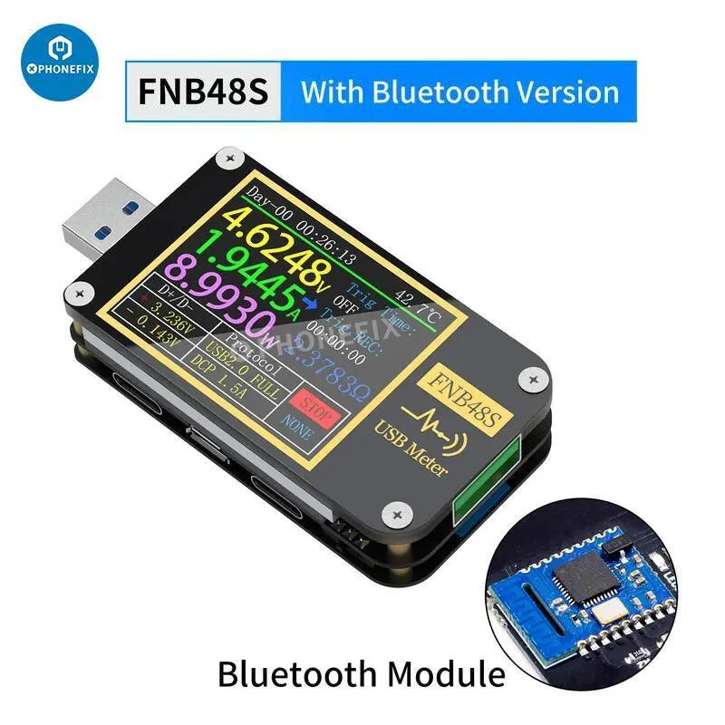 Voltmètre ampèremètre USB FNB48S FNB58, testeur de charge rapide de type C