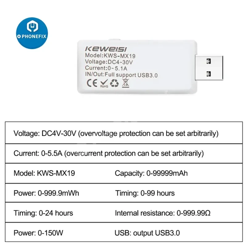 Testeur de tension et de courant USB multifonction 10 en 1 de type C