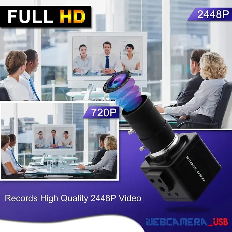 Webcam 4K 8MP HD à focale variable avec zoom optique USB