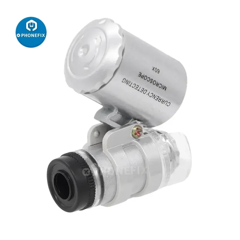 Mini loupe de bijoutier 60X avec détection de devises et lumière UV LED