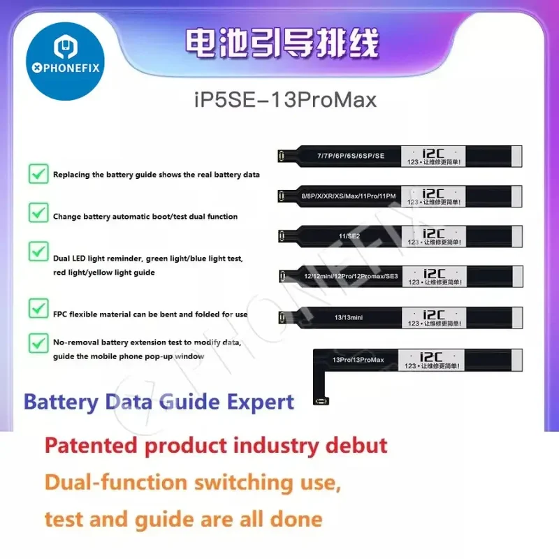 Câble de test de batterie I2C pour iPhone 5SE-13 Pro Max