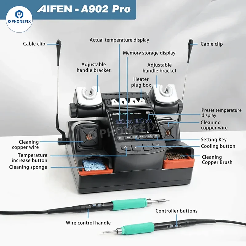 Station de soudage double AIFEN A902 Pro C210 C245 C115 Outil de soudage