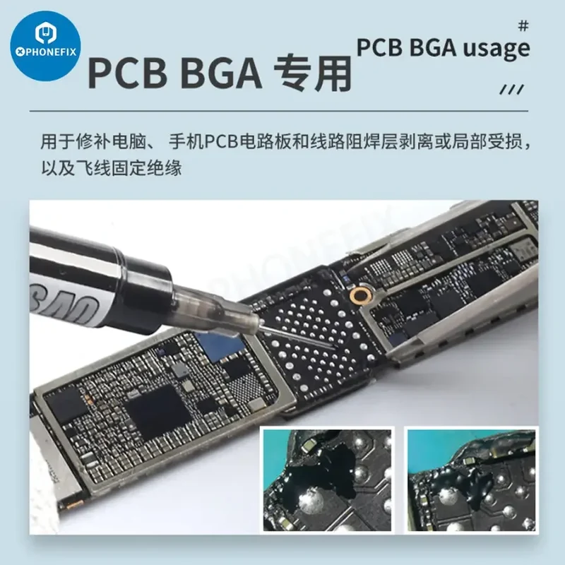 Masque de soudure PCB BGA à séchage UV MECHANIC noir/vert