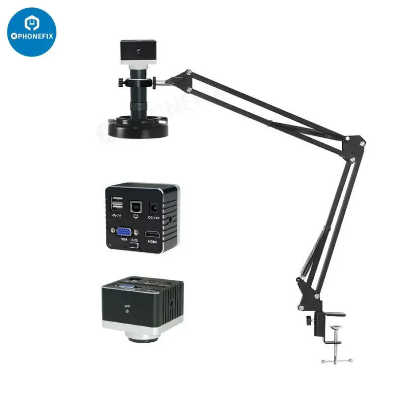 Kit de caméra industrielle pour microscope avec stockage sur disque U HDMI VGA et objectif 130X