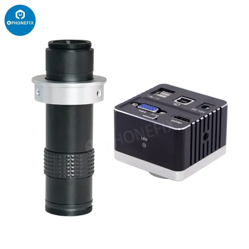 Kit de caméra industrielle pour microscope avec stockage sur disque U HDMI VGA et objectif 130X