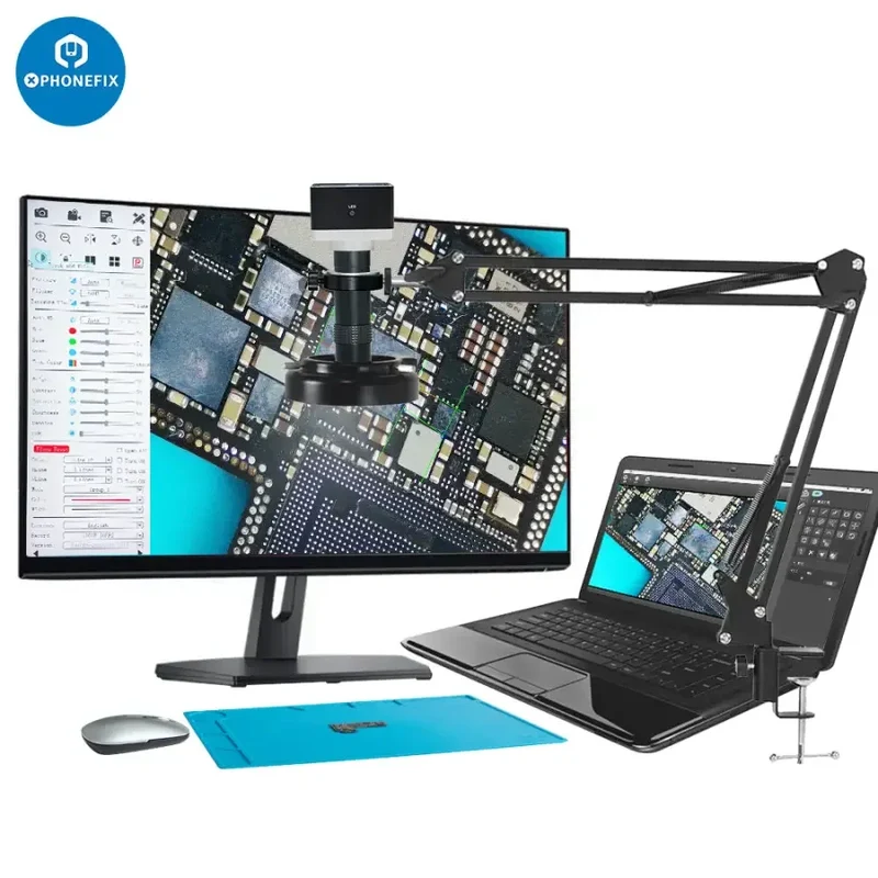 Kit de caméra industrielle pour microscope avec stockage sur disque U HDMI VGA et objectif 130X