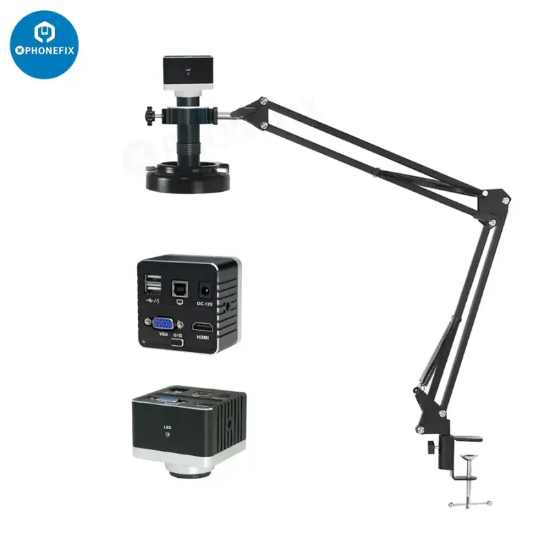 Kit de caméra industrielle pour microscope avec stockage sur disque U HDMI VGA et objectif 130X