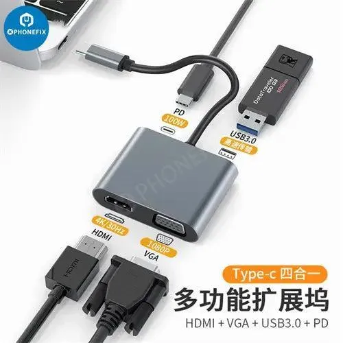 Hub USB C 12 en 1, station d'accueil Type-C, charge rapide PD