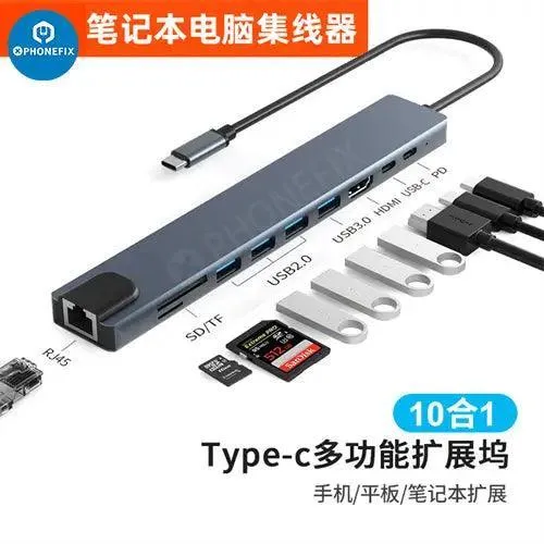 Hub USB C 12 en 1, station d'accueil Type-C, charge rapide PD