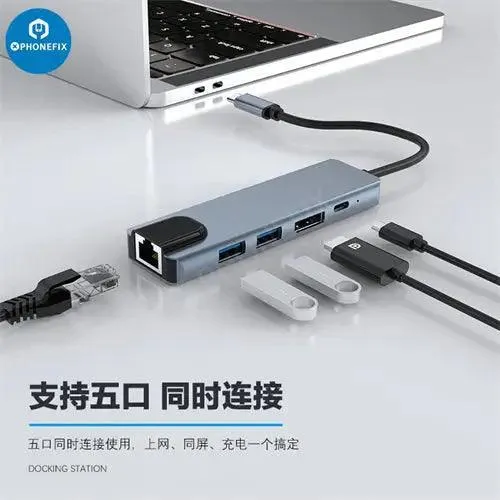 Hub USB C 12 en 1, station d'accueil Type-C, charge rapide PD