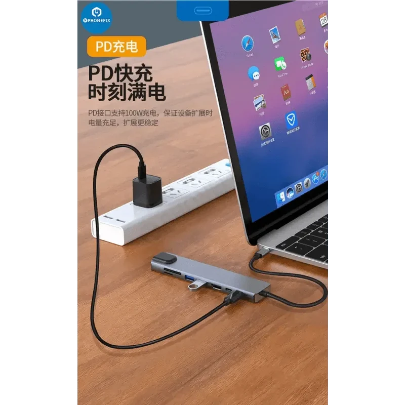 Hub USB C 12 en 1, station d'accueil Type-C, charge rapide PD