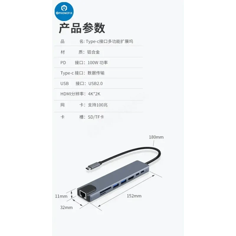 Hub USB C 12 en 1, station d'accueil Type-C, charge rapide PD