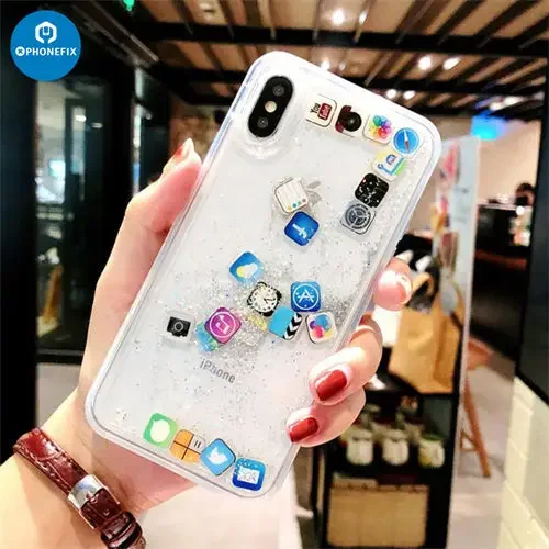 Coque arrière pailletée effet sable mouvant pour iPhone 7-16 Pro Max