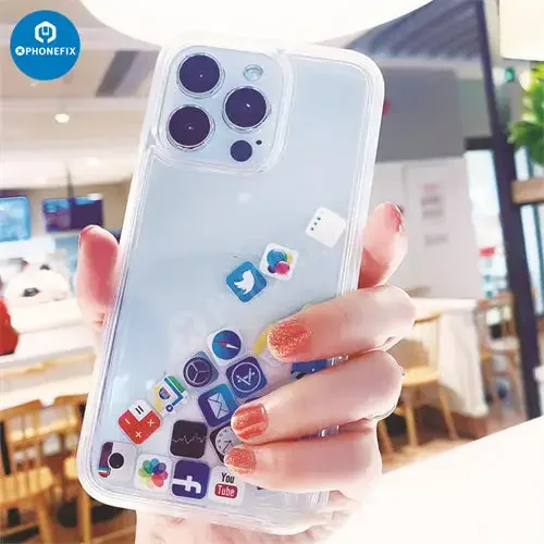 Coque arrière pailletée effet sable mouvant pour iPhone 7-16 Pro Max
