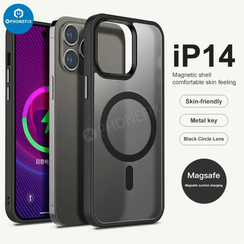 Coque en silicone avec MagSafe pour iPhone 12, 13, 14 et 15 Pro Max