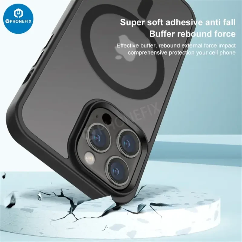Coque en silicone avec MagSafe pour iPhone 12, 13, 14 et 15 Pro Max
