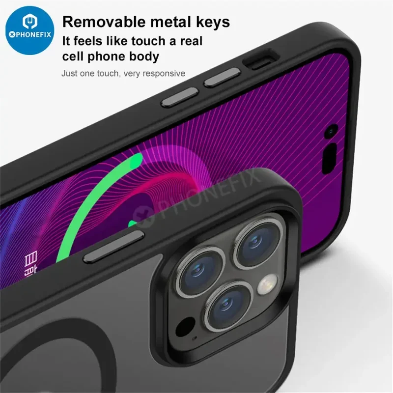 Coque en silicone avec MagSafe pour iPhone 12, 13, 14 et 15 Pro Max