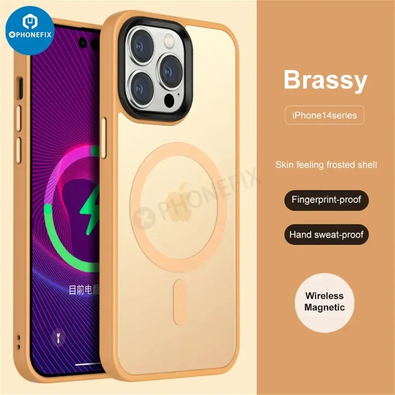 Coque en silicone avec MagSafe pour iPhone 12, 13, 14 et 15 Pro Max