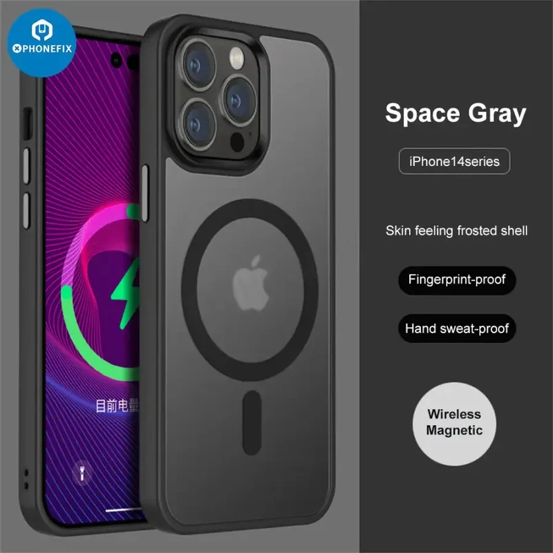 Coque en silicone avec MagSafe pour iPhone 12, 13, 14 et 15 Pro Max