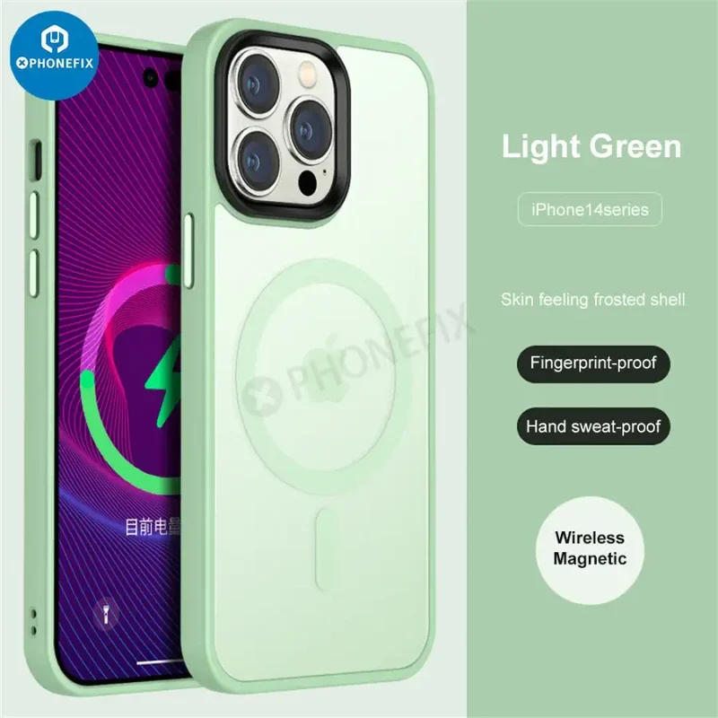 Coque en silicone avec MagSafe pour iPhone 12, 13, 14 et 15 Pro Max