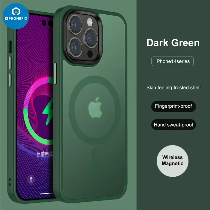 Coque en silicone avec MagSafe pour iPhone 12, 13, 14 et 15 Pro Max