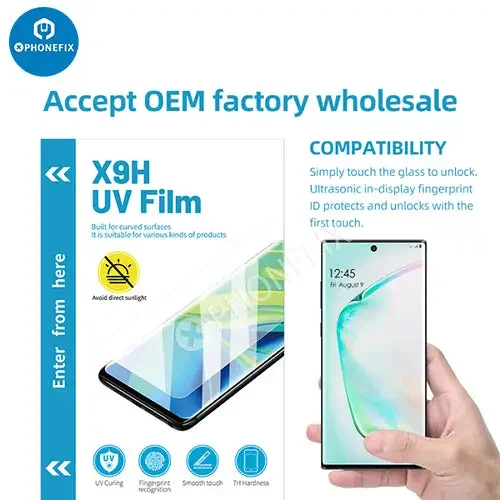 Film souple incurvé UV X9H pour écran de téléphone
