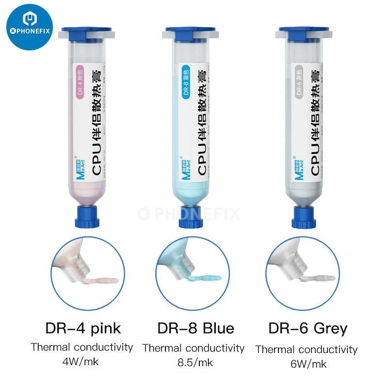 Pâte de graisse silicone thermique, dissipateur thermique, colle conductrice, refroidisseur