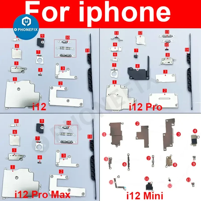 Pour iPhone 6-13 Pro Max Petites pièces intérieures Support en métal de fer Bouclier