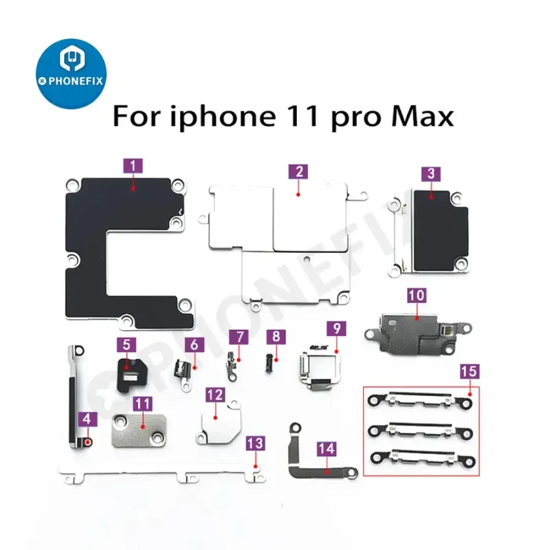 Pour iPhone 6-13 Pro Max Petites pièces intérieures Support en métal de fer Bouclier