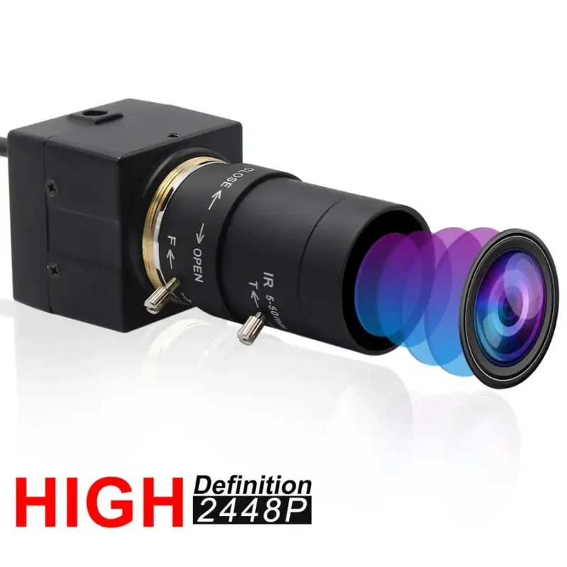 Webcam USB 8MP, objectif varifocal, caméra industrielle haute vitesse, vision industrielle
