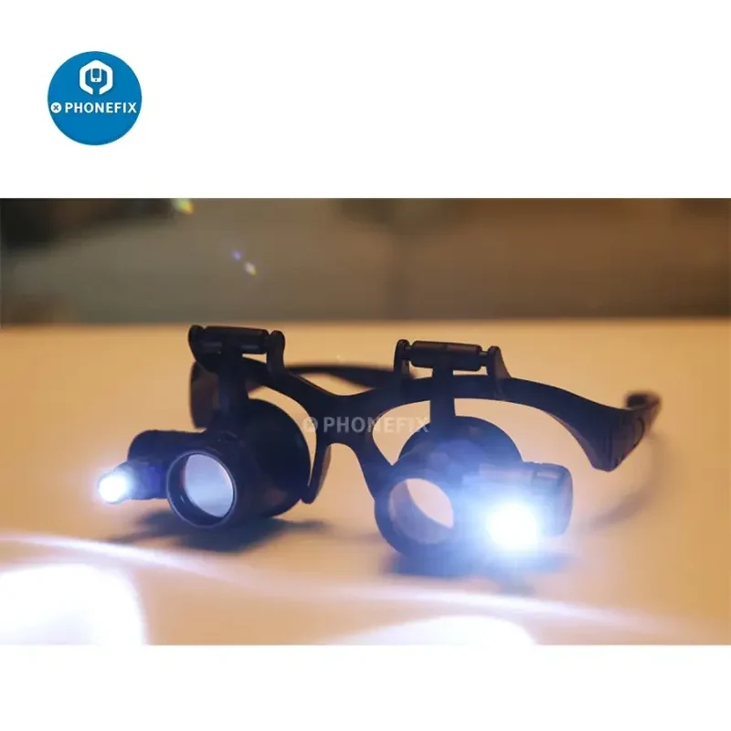 Loupe binoculaire 2.5X-25X avec lumière LED, outil de réparation